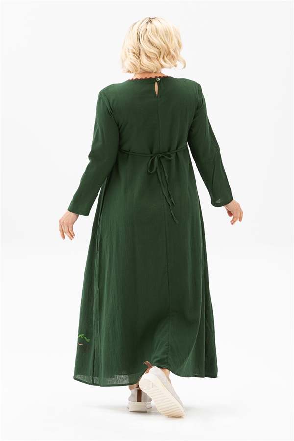 Long Sleeve Burçak Dress Green